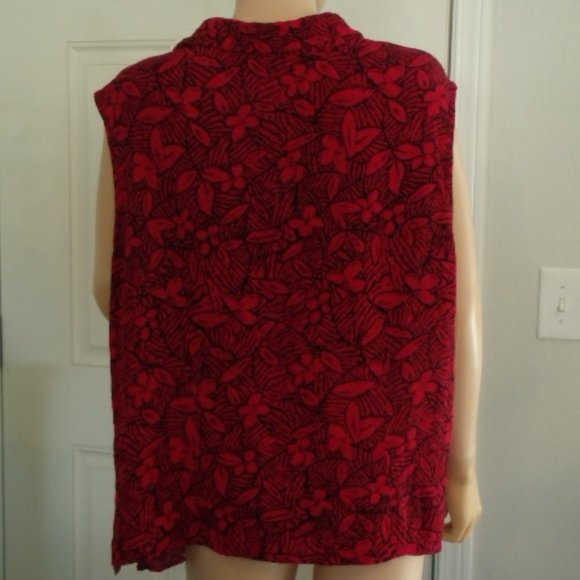 Notations 3X Rayon Red & Black Sleeveless Blouse - Picture 3 of 7